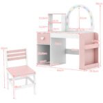 Vaikiškas tualetinis staliukas su apšviestu veidrodžiu (Balta) – Paveikslėlis 2