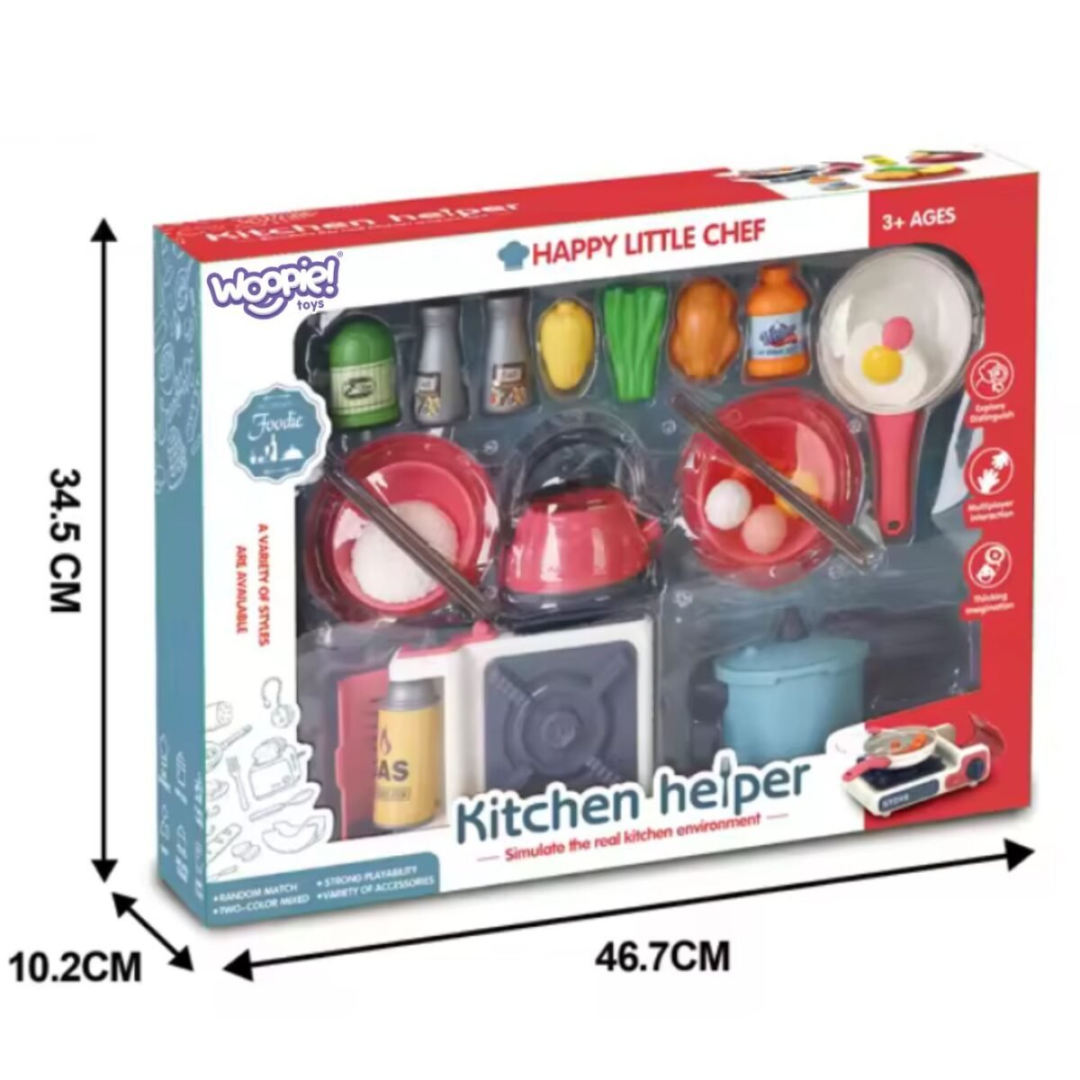 Vaikiškas virėjo virtuvės rinkinys su dujine virykle ir indais – Paveikslėlis 12