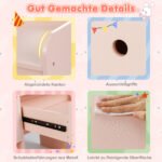 Vaikų kosmetinis staliukas su apšviestu veidrodžiu ir kėdute (Rožinė) – Paveikslėlis 3