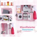 Vaikų medinė virtuvėlė su šviesos ir garso efektais (Rožinė) – Paveikslėlis 3