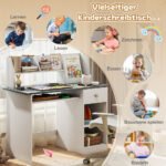 Vaikų rašomasis stalas su knygų lentyna ir ištraukiamu klaviatūros stalčiumi – Paveikslėlis 5