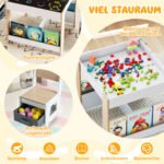 Vaikų stalo ir kėdžių rinkinys su dvipusiu stalviršiu ir lentynomis (Natūrali) – Paveikslėlis 4