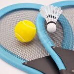 Vaikų teniso ir badmintono rakečių rinkinys su kamuoliuku ir plunksninuku