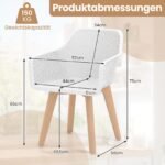 Valgomojo kėdžių komplektas su buko medienos kojomis ir vėdinamu atlošu 2 vnt (Balta) – Paveikslėlis 2