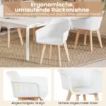 Valgomojo kėdžių komplektas su buko medienos kojomis ir vėdinamu atlošu 2 vnt (Balta) – Paveikslėlis 4