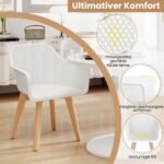 Valgomojo kėdžių komplektas su buko medienos kojomis ir vėdinamu atlošu 2 vnt (Balta) – Paveikslėlis 5