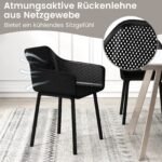 Valgomojo kėdžių komplektas su ergonomišku tinkliniu atlošu 2 vnt (Juoda) – Paveikslėlis 4