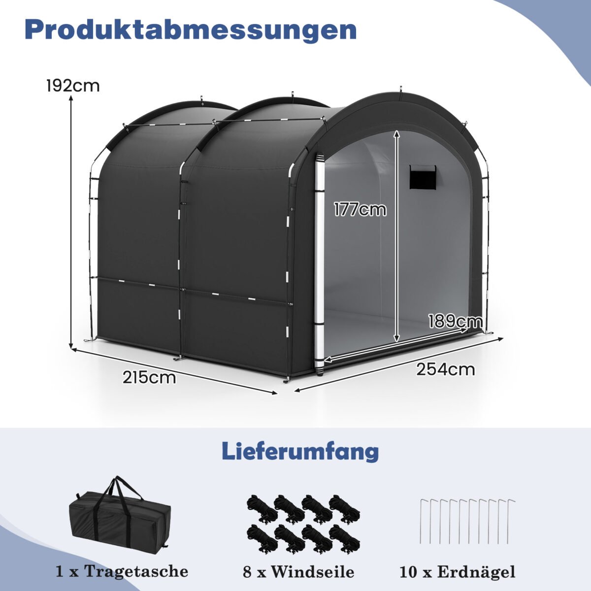 Vandeniui atsparus ir apsaugantis nuo saulės dviračių lauko garažas (Juoda) – Paveikslėlis 2