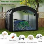 Vandeniui atsparus ir apsaugantis nuo saulės dviračių lauko garažas (Juoda) – Paveikslėlis 3