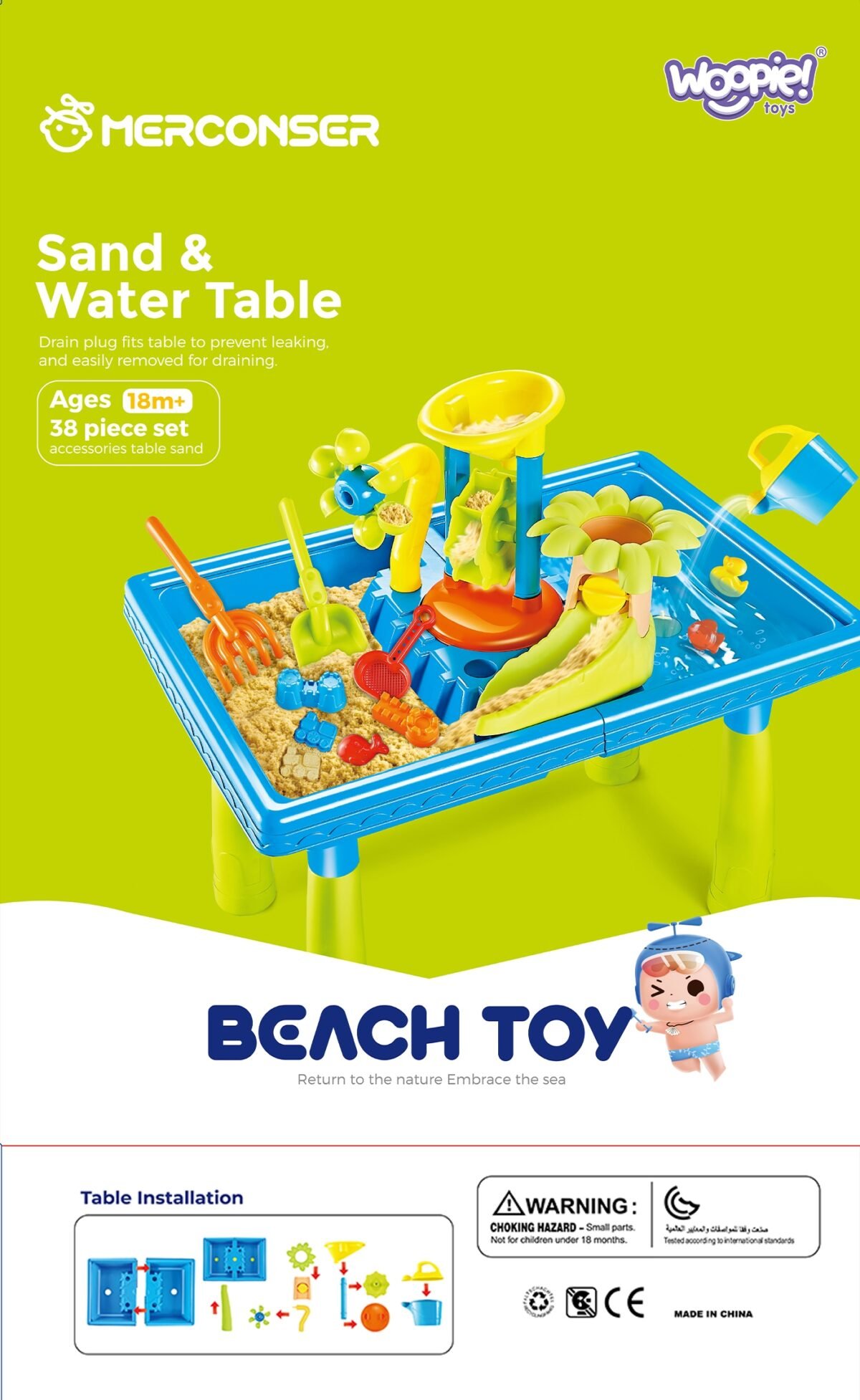 Vandens ir smėlio staliukas 2in1 su palme, 18 dalių – Paveikslėlis 7