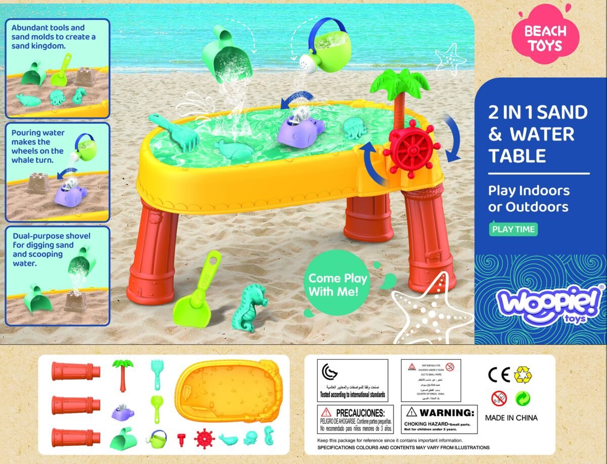 Vandens ir smėlio staliukas piratų laivas su 8 priedais – Paveikslėlis 12