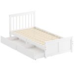 Viengulis medinis lovos rėmas su dviem stalčiais ir integruotomis grotelėmis