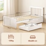 Viengulis medinis lovos rėmas su dviem stalčiais ir integruotomis grotelėmis – Paveikslėlis 3