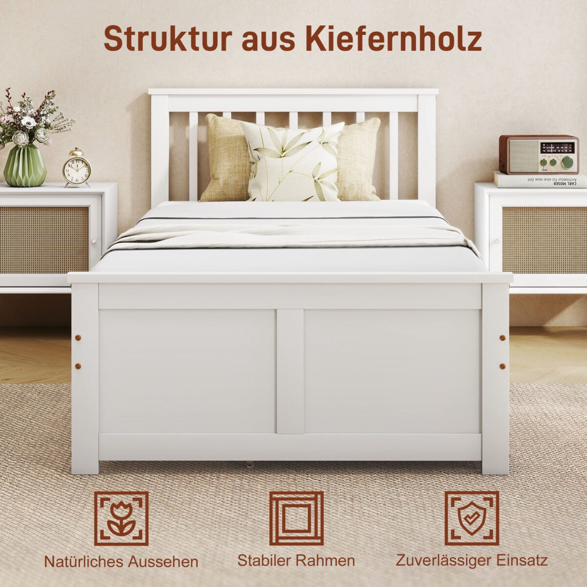 Viengulis medinis lovos rėmas su dviem stalčiais ir integruotomis grotelėmis – Paveikslėlis 4