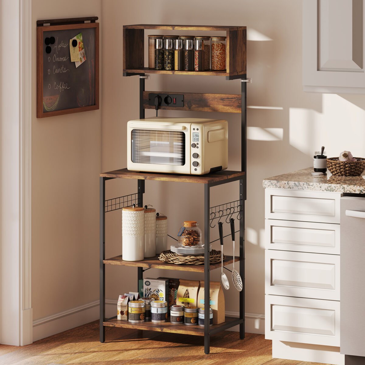 Virtuvės stovas su 2 integruotais elektros lizdais ir S formos kabliukais – Paveikslėlis 2