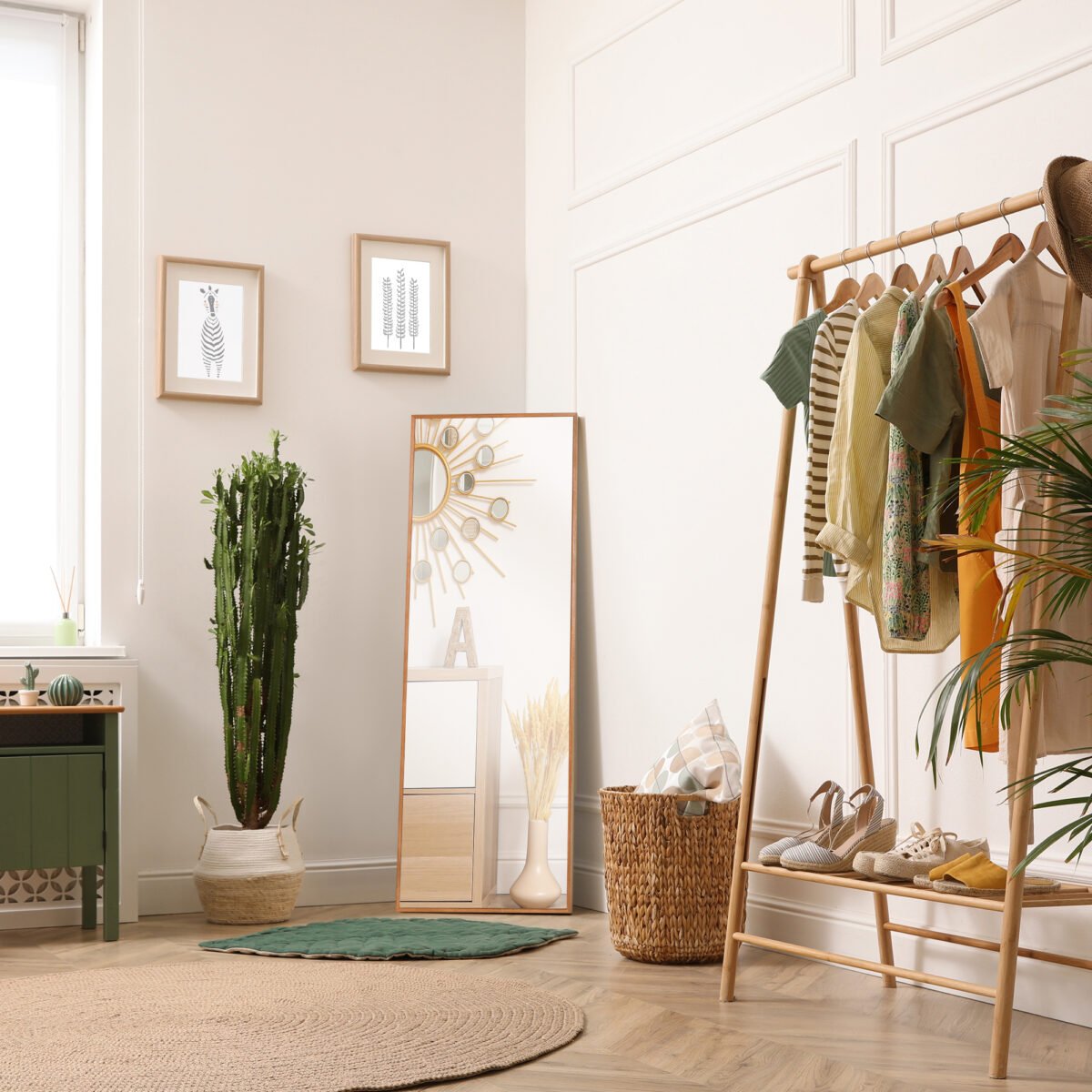 Viso ūgio sieninis veidrodis su pušiniu rėmu – Paveikslėlis 2