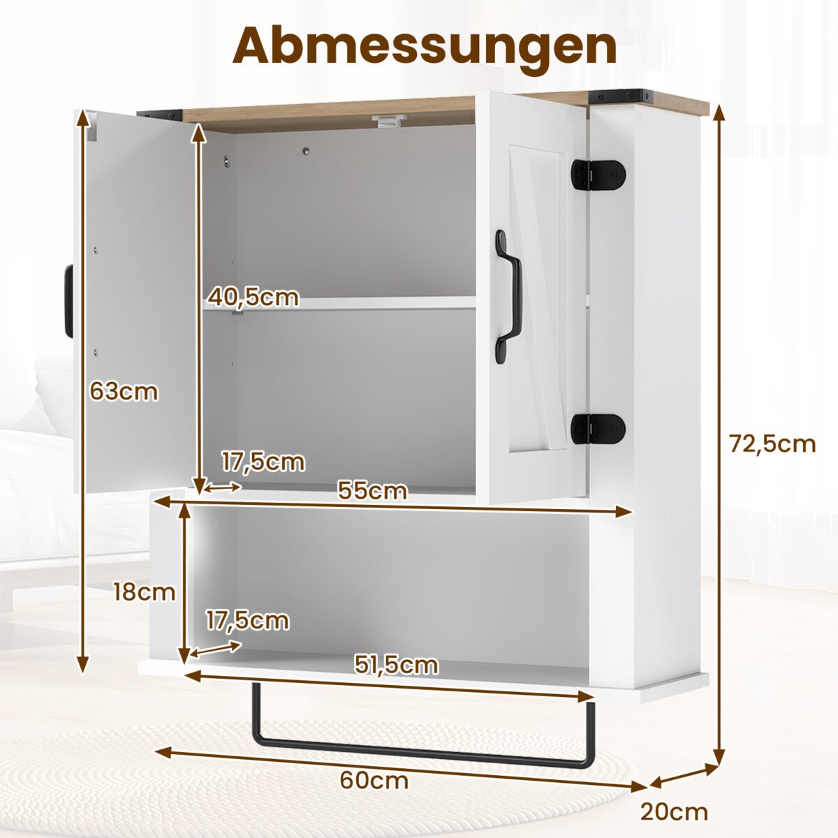 Vonios spintelė su reguliuojama lentyna ir rankšluosčių laikikliu – Paveikslėlis 2