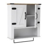 Vonios spintelė su reguliuojama lentyna ir rankšluosčių laikikliu (Balta)