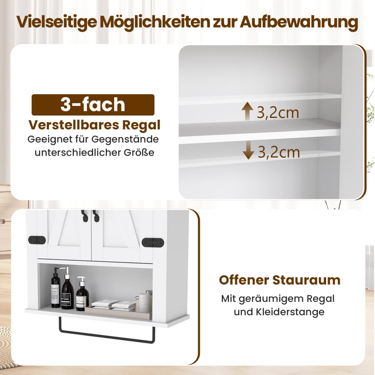 Vonios spintelė su reguliuojama lentyna ir rankšluosčių laikikliu – Paveikslėlis 4