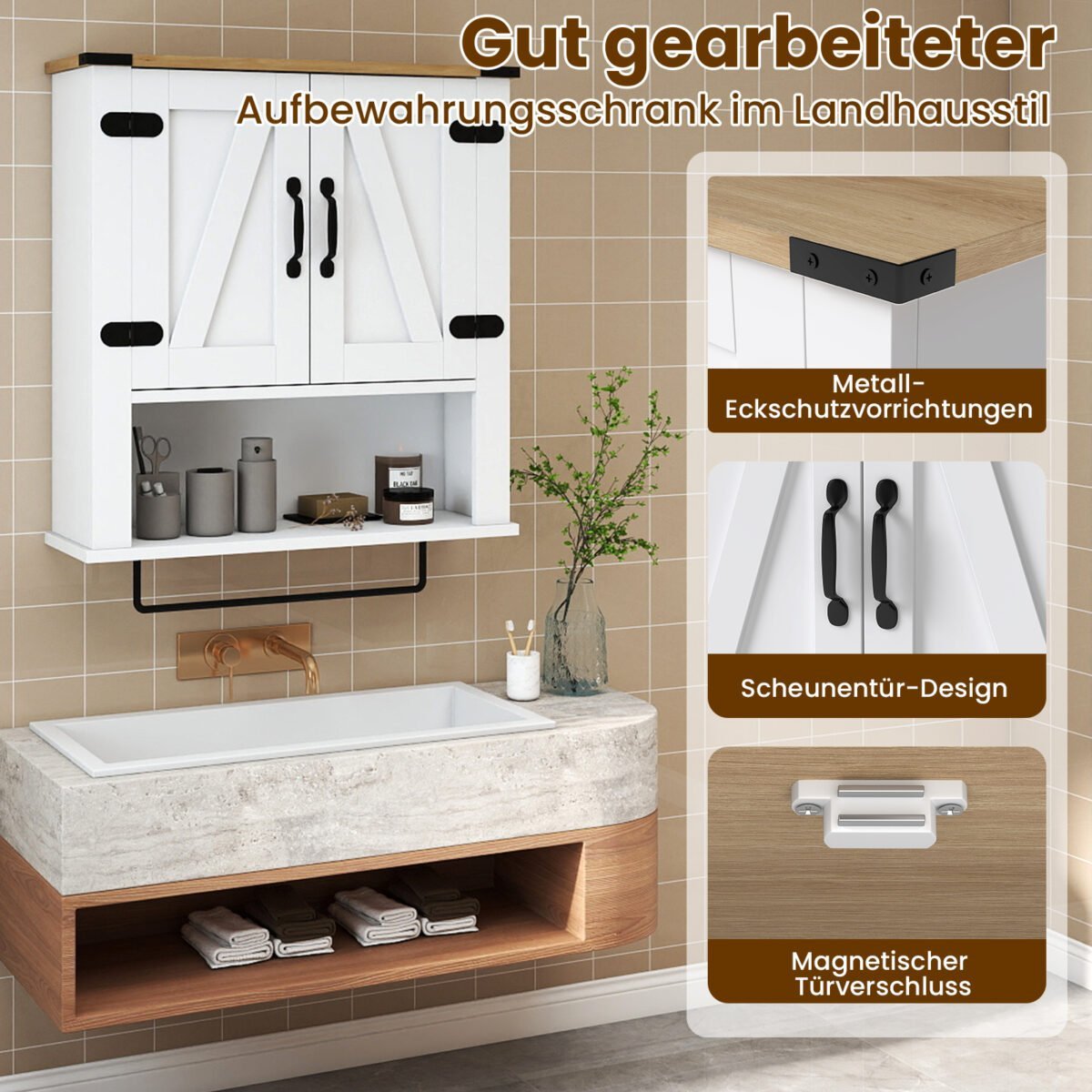 Vonios spintelė su reguliuojama lentyna ir rankšluosčių laikikliu – Paveikslėlis 5