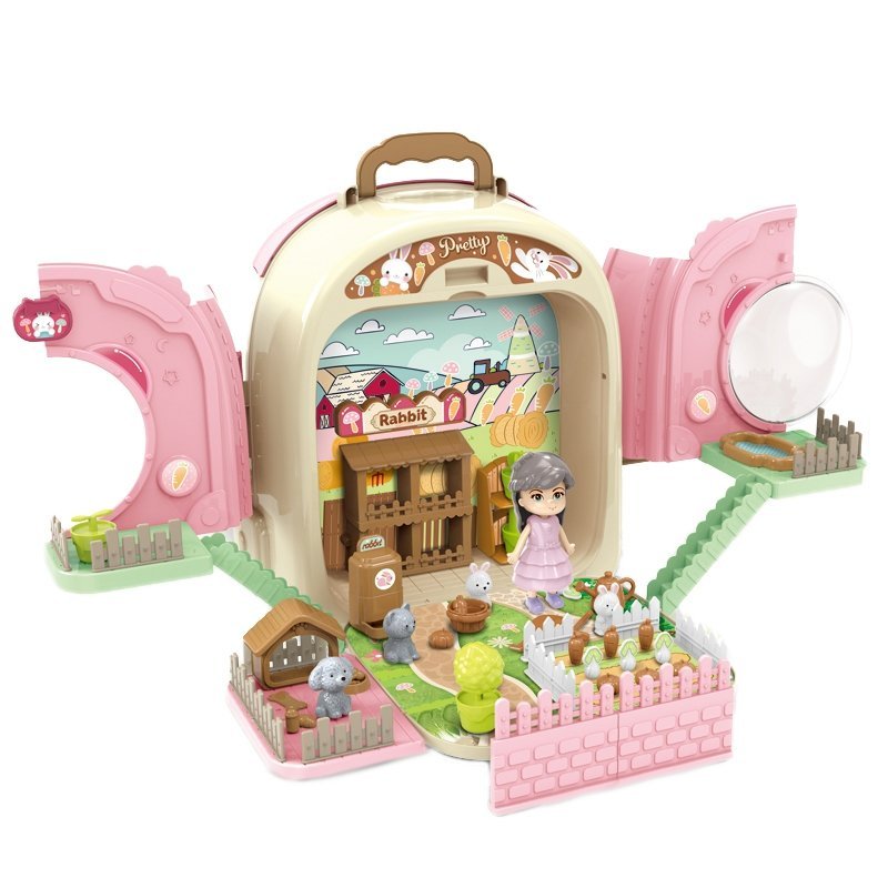 Žaidimų kuprinė 3in1: triušių ferma ir sodas Žaidimų kuprinė 3in1: triušių ferma ir sodas