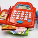 Žaislinės kasos rinkinys su skaičiuotuvu ir skaitytuvu