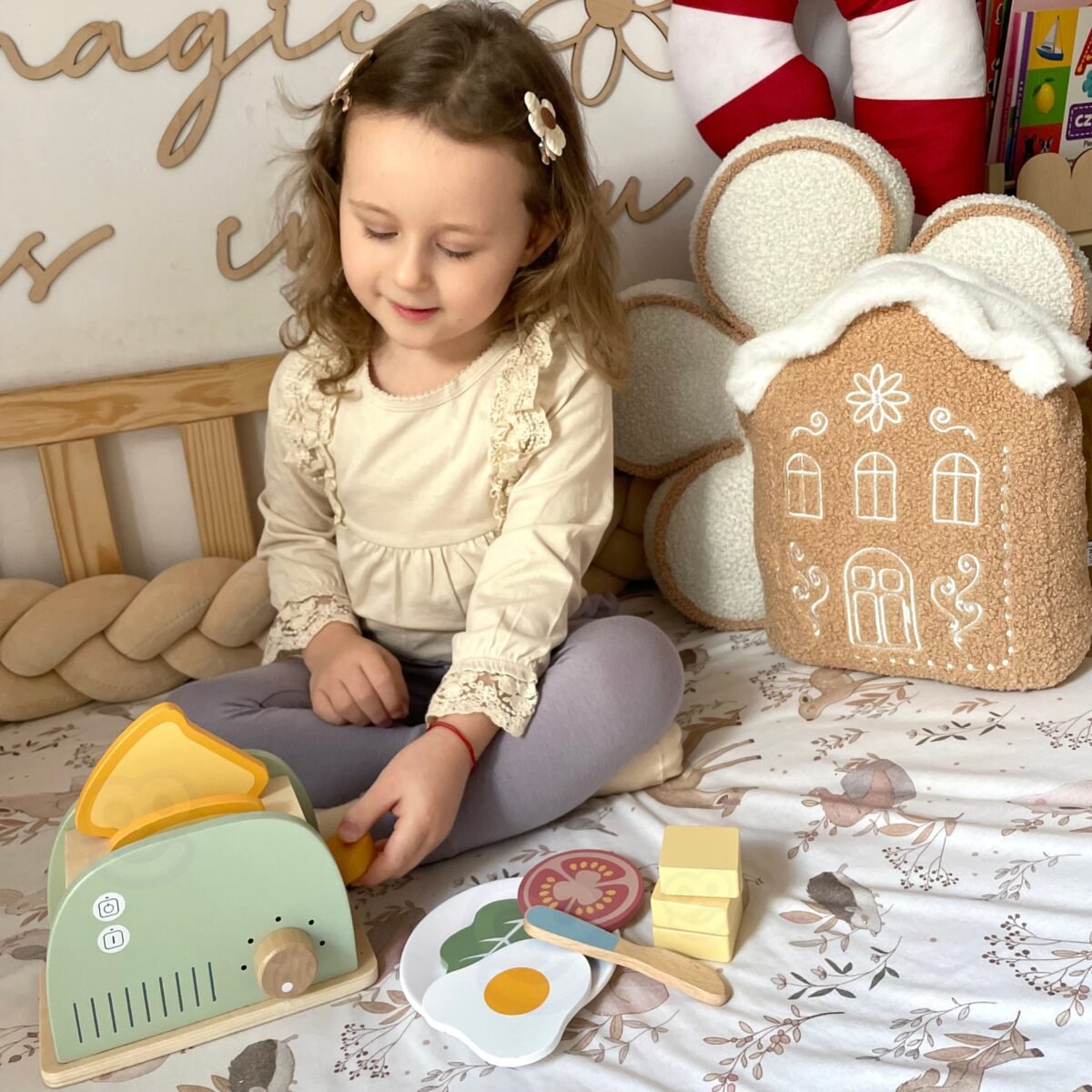 Medinis pusryčių rinkinys su skrudintuvu ir 14 priedų – Paveikslėlis 4