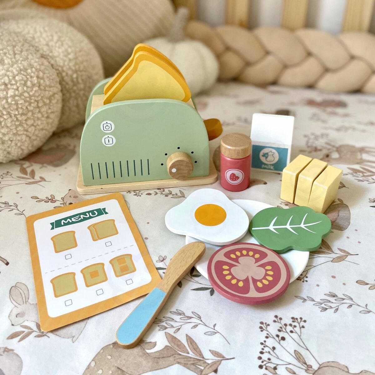 Medinis pusryčių rinkinys su skrudintuvu ir 14 priedų – Paveikslėlis 5