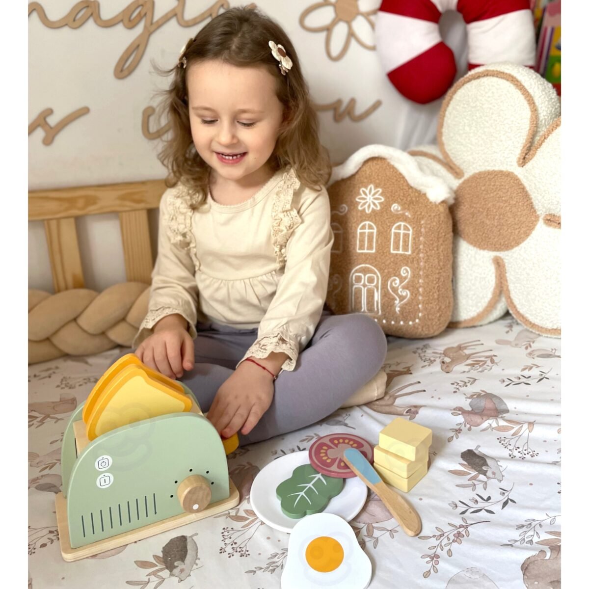 Medinis pusryčių rinkinys su skrudintuvu ir 14 priedų – Paveikslėlis 6