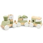 Medinis traukinukas konstruktorius su vagonėliais ir kaladėlėmis – Paveikslėlis 2