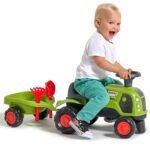 Žalias traktoriukas stumdukas su nuimama priekaba ir smėlio žaislais – Paveikslėlis 11