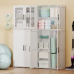 Aukšta universali spinta su stiklinėmis durelėmis ir 2 kabliukais (Balta) – Paveikslėlis 8