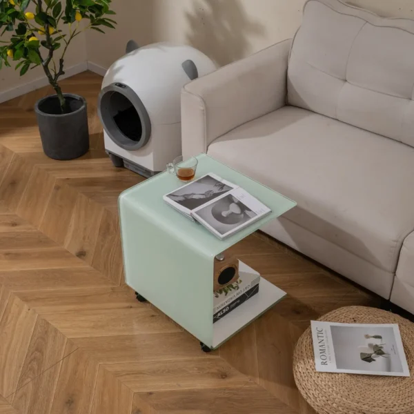 C formos šoninis staliukas su ratukais (Balta)