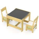 Vaikiškas stalas su 2 kėdėmis ir dvipusiu stalviršiu (Žalia) – Paveikslėlis 3