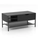 Kavos staliukas su reguliuojamo aukščio stalviršiu ir paslėptu skyriumi (Juoda)