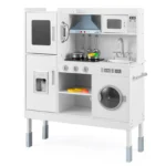 Medinė vaikiška virtuvėlė su reguliuojamu aukščiu ir 16 priedų (Balta)