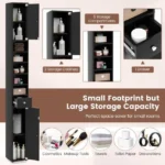 Siaura vonios spintelė su reguliuojamomis lentynomis (Juoda) – Paveikslėlis 7