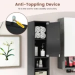 Siaura vonios spintelė su reguliuojamomis lentynomis (Juoda) – Paveikslėlis 5