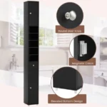 Siaura vonios spintelė su reguliuojamomis lentynomis (Juoda) – Paveikslėlis 3