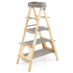 Sulankstoma kačių draskyklė-kopėčios su sizalio stulpeliais ir paminkštintu guoliu (Pilka)