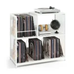 Patefono stovas su išimamomis pertvaromis talpinantis iki 300 albumų (Balta)