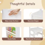 Vaikų piešimo stalo ir kėdės rinkinys su nuimamu popieriaus ritinėlio laikikliu (Balta) – Paveikslėlis 3