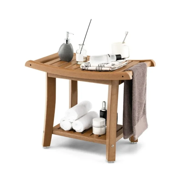 Vandeniui atsparus dušo suoliukas su išlenkta sėdyne (Ruda)