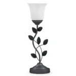 Vintažinė stalinė lempa su tulpių formos stikliniu gaubtu (Žalia)