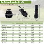 11 dalių golfo lazdų rinkinys dešiniarankiams su krepšiu (Juoda)