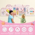 11 viename Montessori medinė aktyvumo siena (Rožinė)