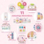 Montessori medinė aktyvumo ir veiklos sieninė lenta vaikams (Rožinė)
