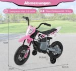 Elektrinis vaikiškas motociklas su nuimamais stabilizatoriais ir amortizacija 12V (Rožinė)