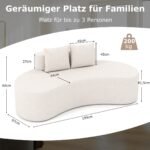 Lenkta sofa su žema nugaros atrama 199 cm  (Smėlio) – Paveikslėlis 2