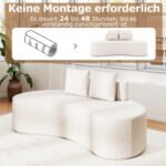 Lenkta sofa su žema nugaros atrama 199 cm  (Smėlio) – Paveikslėlis 3